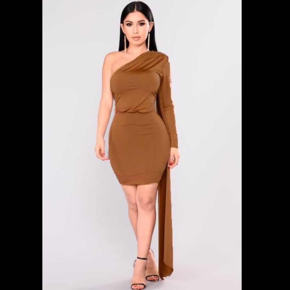 Tempted Draped Dress - Chocolate
